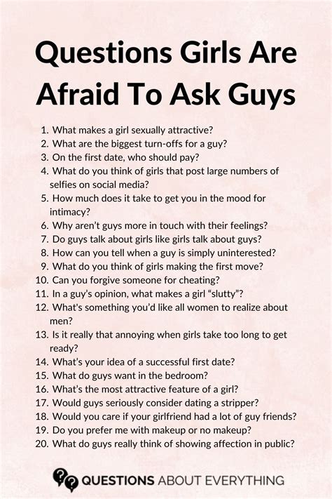 girls ask guys|What are questions women have about men but are too afraid to。